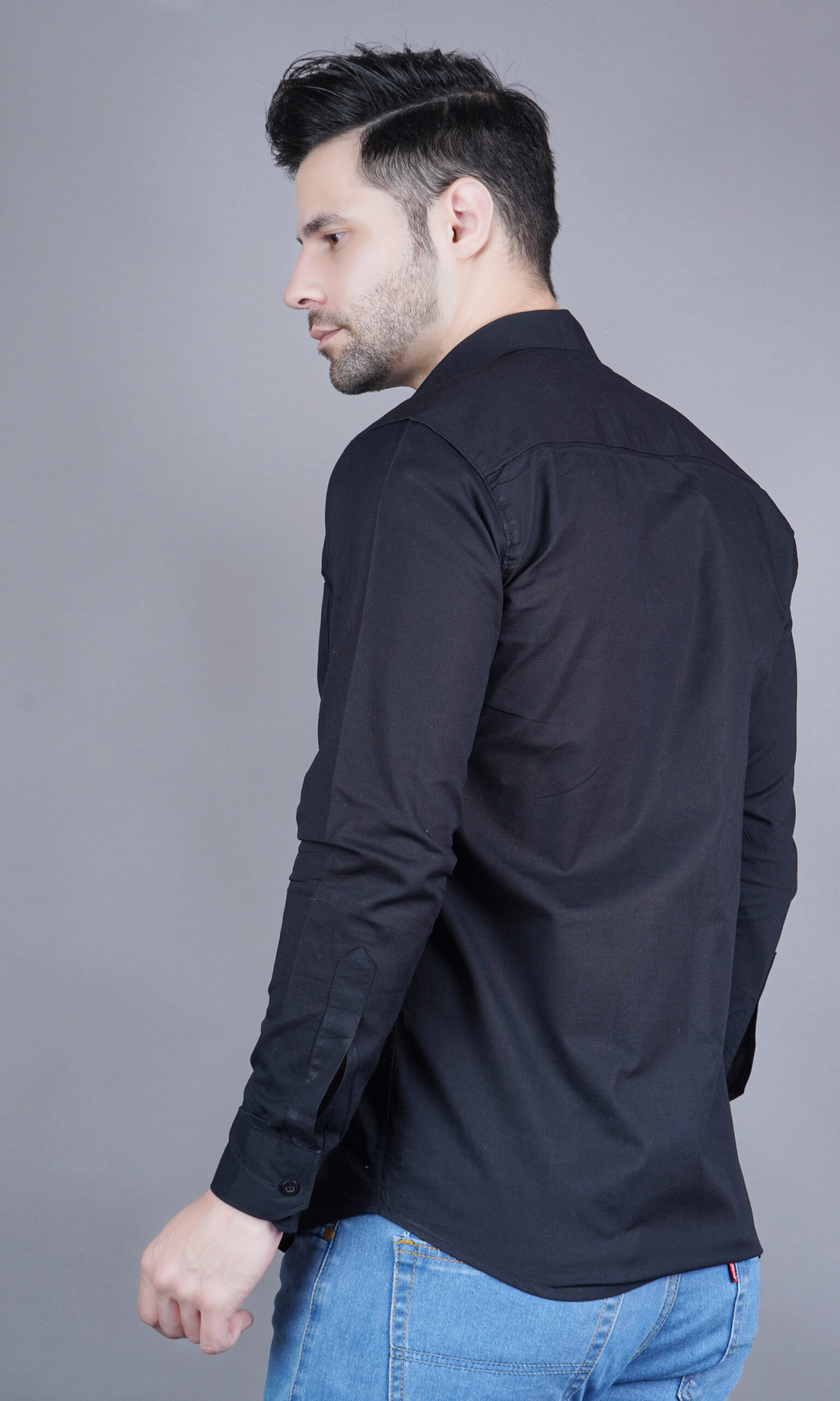 Men's Casual & Formal Dress Shirt - Solid, Long Sleeve, Lightweight Black - M to XL - Image 9