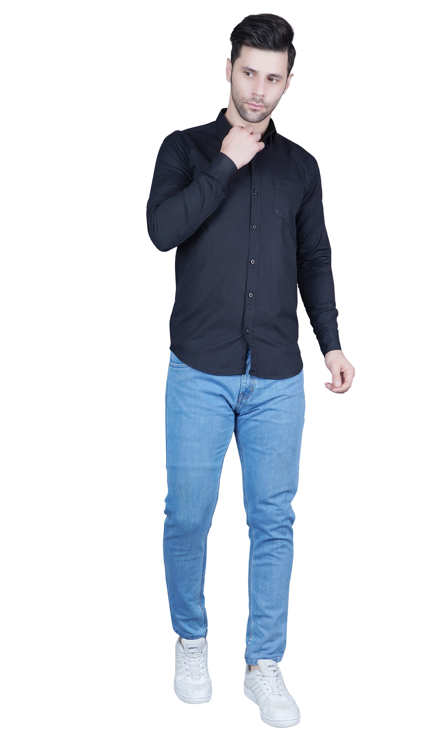 Men's Casual & Formal Dress Shirt - Solid, Long Sleeve, Lightweight Black - M to XL