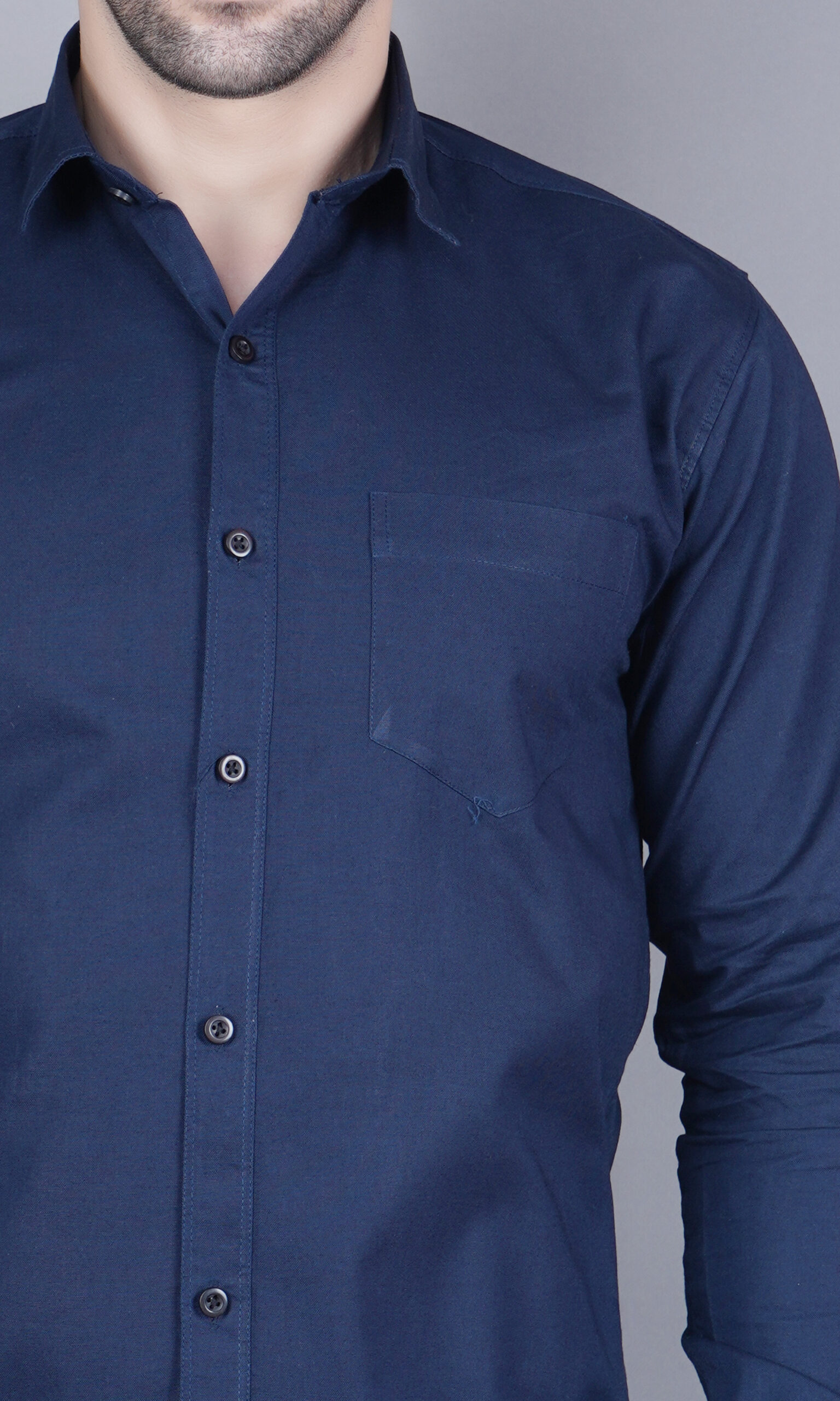 Men's Casual & Formal Dress Shirt - Solid, Long Sleeve, Lightweight Navy Blue - M to XL - Image 8