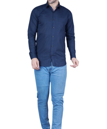 Men's Casual & Formal Dress Shirt - Solid, Long Sleeve, Lightweight Navy Blue -  M to XL