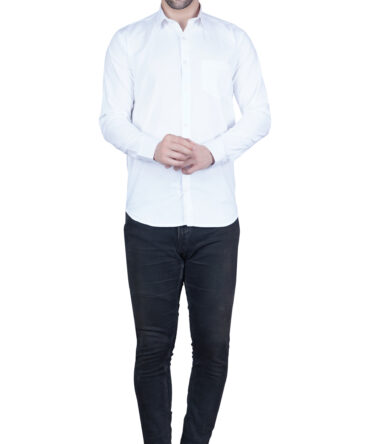 Men's Casual & Formal Dress Shirt - Solid, Long Sleeve, Lightweight, M to XL - White